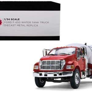 Ford F-650 with Roto Molded Water Tank Truck Red and White 1/34 Diecast Model by First Gear