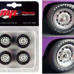 Muscle Car Rally Wheels and Tires Set of 4 pieces from "1970 Dodge Coronet Super Bee" 1/18 by GMP
