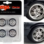 Custom SVT 7-Spoke Wheel & Tire Set of 4 pieces from "1990 Ford Mustang 5.0 Custom" 1/18 Scale Model by GMP