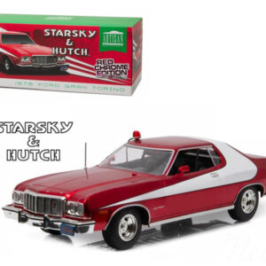1976 Ford Gran Torino "Starsky and Hutch" Red Chrome Edition (TV Series 1975-79) 1/18 Diecast Model Car by Greenlight