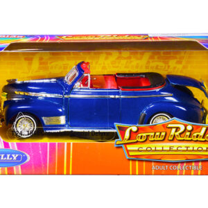 1941 Chevrolet Special Deluxe Convertible Candy Blue Metallic with Red Interior "Low Rider Collection" 1/24 Diecast Model Car by Welly