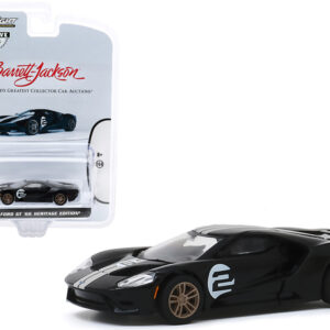 2017 Ford GT '66 Heritage Edition #2 Black with Silver Stripes First Legally Resold 2017 Ford GT Las Vegas 2019 (Lot #747) Barrett-Jackson "Hobby Exclusive" 1/64 Diecast Model Car by Greenlight