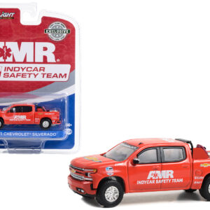 2021 Chevrolet Silverado Pickup Truck Red "2021 NTT IndyCar Series AMR IndyCar Safety Team" with Safety Equipment in Truck Bed "Hobby Exclusive" Series 1/64 Diecast Model by Greenlight