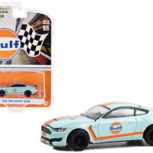 2020 Ford Shelby GT350 Light Blue with Orange Stripes "Gulf Oil" "Hobby Exclusive" Series 1/64 Diecast Model Car by Greenlight