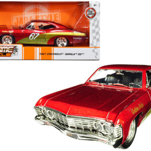 1967 Chevrolet Impala SS #67 "Golden Ruby" Red with Gold Stripes "Bigtime Muscle" 1/24 Diecast Model Car by Jada