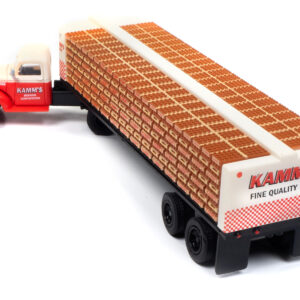 1941-1946 Chevrolet Tractor Red and White with Flatbed Bottle Trailer "Kamm's Beer" "Mini Metals" Series 1/87 (HO) Scale Model Car by Classic Metal Works