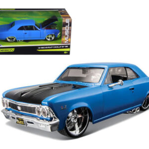 1966 Chevrolet Chevelle SS 396 Blue with Black Hood "Classic Muscle" 1/24 Diecast Model Car by Maisto