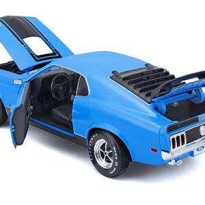 1970 Ford Mustang Mach 1 428 Blue with Black Stripes "Special Edition" 1/18 Diecast Model Car by Maisto