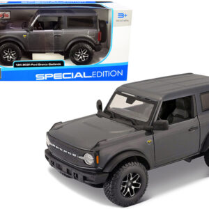 2021 Ford Bronco Badlands Gray Metallic with Black Top "Special Edition" 1/24 Diecast Model Car by Maisto