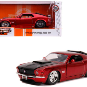 1970 Ford Mustang Boss 429 Candy Red with Black Hood "Bigtime Muscle" Series 1/24 Diecast Model Car by Jada