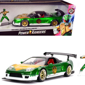 2002 Honda NSX Type-R Japan Spec RHD (Right Hand Drive) and Green Ranger Diecast Figurine "Power Rangers" 1/24 Diecast Model Car by Jada