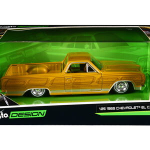 1965 Chevrolet El Camino Lowrider Gold Metallic with Graphics "Lowriders" Series 1/25 Diecast Model Car by Maisto