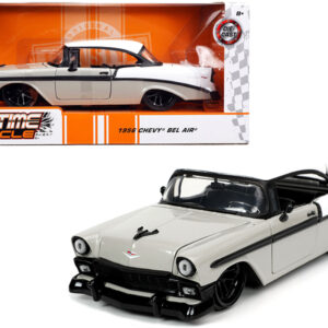 1956 Chevrolet Bel Air Gray and White "Bigtime Muscle" 1/24 Diecast Model Car by Jada