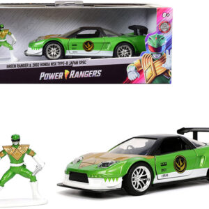 2002 Honda NSX Type-R Japan Spec RHD (Right Hand Drive) and Green Ranger Diecast Figurine "Power Rangers" "Hollywood Rides" Series 1/32 Diecast Model Car by Jada