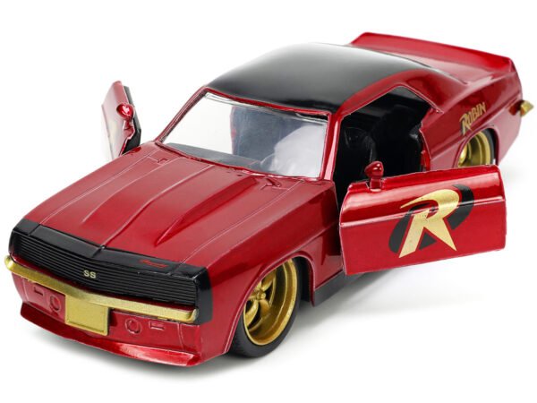 1969 Chevrolet Camaro Dark Red Metallic with Black Top and Robin Diecast Figure "Batman" "Hollywood Rides" Series 1/32 Diecast Model Car by Jada - Image 5