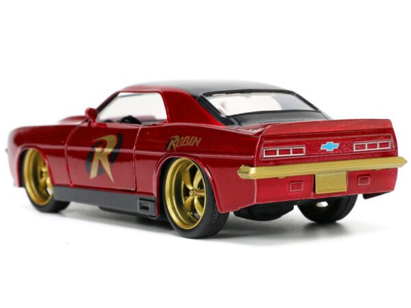 1969 Chevrolet Camaro Dark Red Metallic with Black Top and Robin Diecast Figure "Batman" "Hollywood Rides" Series 1/32 Diecast Model Car by Jada - Image 3