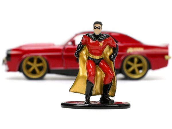 1969 Chevrolet Camaro Dark Red Metallic with Black Top and Robin Diecast Figure "Batman" "Hollywood Rides" Series 1/32 Diecast Model Car by Jada - Image 2