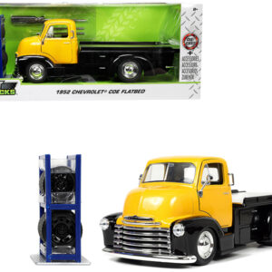 1952 Chevrolet Coe Flatbed Truck Yellow Metallic and Black with Extra Wheels "Just Trucks" Series 1/24 Diecast Model Car by Jada