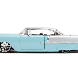 1955 Chevrolet Bel Air Light Blue and Silver Metallic "Bad Guys" "Bigtime Muscle" Series 1/24 Diecast Model Car by Jada