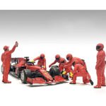 Formula One F1 Pit Crew 7 Figure Set Team Red Release III for 1/43 Scale Models by American Diorama