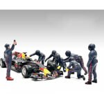 Formula One F1 Pit Crew 7 Figure Set Team Blue Release III for 1/43 Scale Models by American Diorama