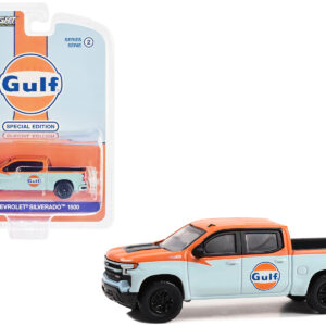2023 Chevrolet Silverado 1500 Z71 Pickup Truck Light Blue and Orange "Gulf Oil Special Edition" Series 2 1/64 Diecast Model Car by Greenlight