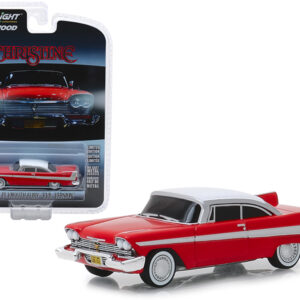 1958 Plymouth Fury Red with White Top "Evil Version" (Blacked Out Windows) "Christine" (1983) Movie "Hollywood Series" Release 24 1/64 Diecast Model Car by Greenlight