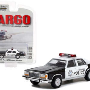 1986 Ford LTD Crown Victoria White and Black "Brainerd Police" (Minnesota) "Fargo" (1996) Movie "Hollywood Series" Release 35 1/64 Diecast Model Car by Greenlight