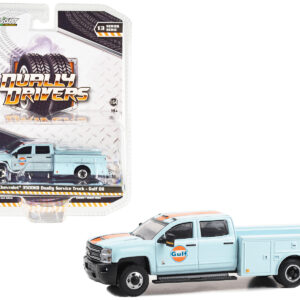 2018 Chevrolet 3500HD Dually Service Truck Light Blue with Orange Stripe "Gulf Oil" "Dually Drivers" Series 13 1/64 Diecast Model Car by Greenlight