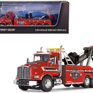 Kenworth T800 Day Cab Tow Truck with Miller Century 9055 Wrecker Red "Morgan Towing & Recovery" 1/64 Diecast Model by DCP/First Gear