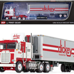 Kenworth K100 COE with 40' Vintage Refrigerated Trailer "Dickey Transport" White and Red 1/64 Diecast Model by DCP/First Gear