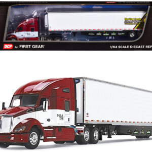 Kenworth T680 with 78" High-Roof Sleeper and 53' Ribbed Utility Refrigerated Trailer "Eagle Eye Produce" Red and White 1/64 Diecast Model by DCP/First Gear