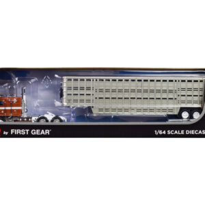 Kenworth K100 COE Brown Metallic and Silver with 45' Wilson Vintage Livestock Trailer 1/64 Diecast Model by DCP/First Gear