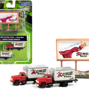 1954 Ford Box Truck 2 pieces Red and White with Country Billboard "Acme Beer" 1/160 (N) Scale Models by Classic Metal Works