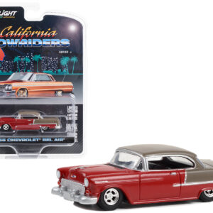 1955 Chevrolet Bel Air Lowrider Ruby Red and Matt Bronze "California Lowriders" Series 3 1/64 Diecast Model Car by Greenlight