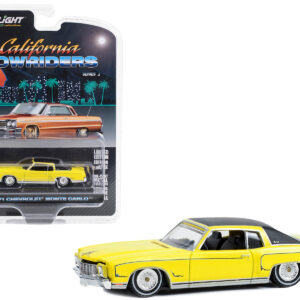1971 Chevrolet Monte Carlo Lowrider Sunflower Yellow with Black Top "California Lowriders" Series 3 1/64 Diecast Model Car by Greenlight