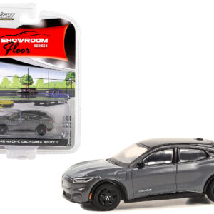 2023 Ford Mustang Mach-E California Route 1 Carbonized Gray Metallic with Black Top "Showroom Floor" Series 4 1/64 Diecast Model Car by Greenlight