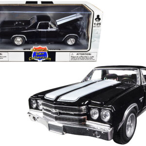 1970 Chevrolet El Camino SS Black with White Stripes "Muscle Car Collection" 1/25 Diecast Model Car by New Ray