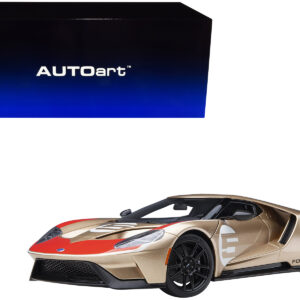 Ford GT Heritage Edition #5 "Holman Moody" Gold Metallic with Red and White Graphics 1/18 Model Car by Autoart