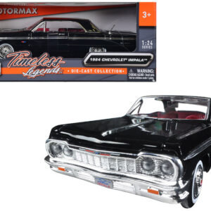 1964 Chevrolet Impala Black with Red Interior 1/24 Diecast Model Car by Motormax