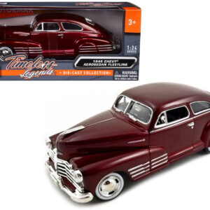 1948 Chevrolet Aerosedan Fleetline Dark Red Metallic 1/24 Diecast Model Car by Motormax
