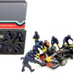 Formula One F1 Pit Crew 7 Figurine Set Team Blue for 1/18 Scale Models by American Diorama