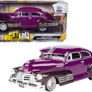 1948 Chevrolet Aerosedan Fleetside Lowrider Purple Metallic and Dark Purple Metallic Two-Tone "Get Low" Series 1/24 Diecast Model Car by Motormax