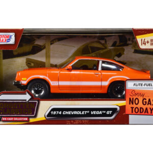 1974 Chevrolet Vega GT Orange Metallic with White Stripes "Forgotten Classics" Series 1/24 Diecast Model Car by Motormax