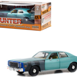 1977 Plymouth Fury Unrestored Turquoise Metallic (Sergeant Rick Hunter's) "Hunter" (1984-1991) TV Series "Hollywood Series" 1/24 Diecast Model Car by Greenlight