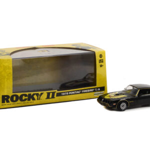 1979 Pontiac Firebird T/A Trans Am Black with Hood Phoenix "Rocky II (1979) Movie" 1/43 Diecast Model Car by Greenlight