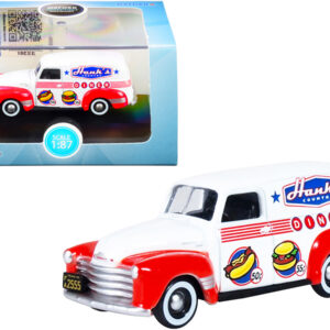 Chevrolet Panel Truck "Hanks Country Diner" White and Red 1/87 (HO) Scale Diecast Model Car by Oxford Diecast