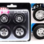 Show Chrome Gasser Wheels and Tires Set of 4 pieces from "1940 Gasser" for 1/18 Scale Models by ACME
