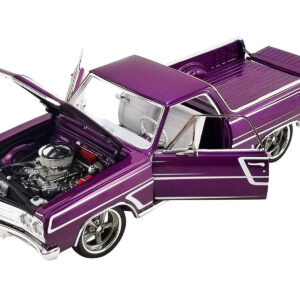 1965 Chevrolet El Camino SS "Custom Cruiser" Purple Metallic with White Graphics Limited Edition to 678 pieces Worldwide 1/18 Diecast Model Car by ACME