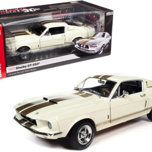 1967 Ford Mustang Shelby GT-350 Wimbledon White with Twin Gold Stripes "American Muscle 30th Anniversary" (1991-2021) 1/18 Diecast Model Car by Auto World